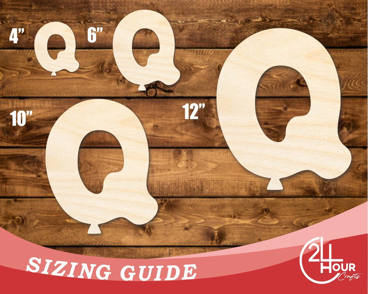 Unfinished Wood Balloon Letter Q Shape | DIY Craft Cutout | up to 46" DIY - NameSigns.com