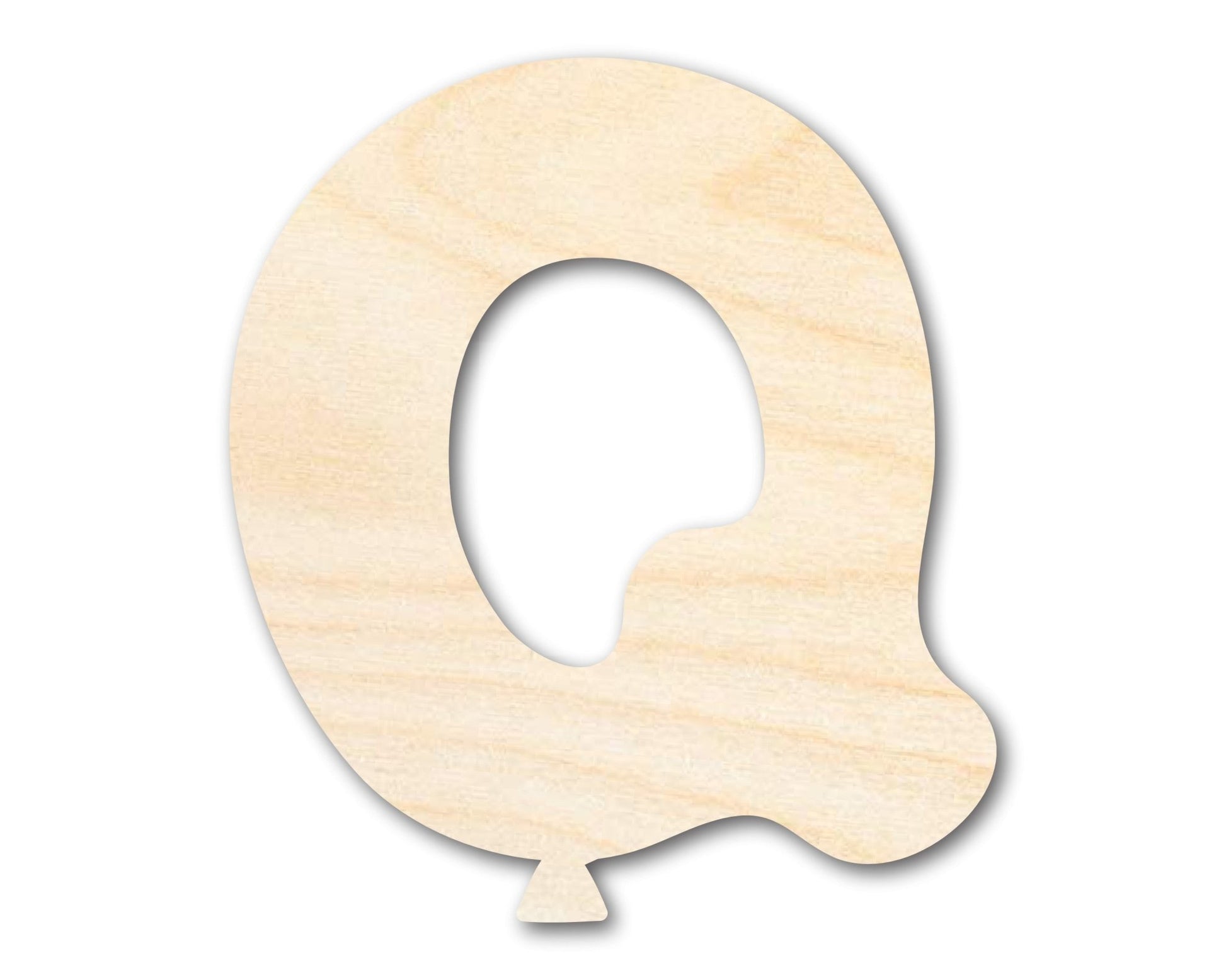 Unfinished Wood Balloon Letter Q Shape | DIY Craft Cutout | up to 46" DIY - NameSigns.com