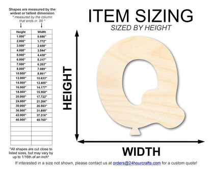 Unfinished Wood Balloon Letter Q Shape | DIY Craft Cutout | up to 46" DIY - NameSigns.com