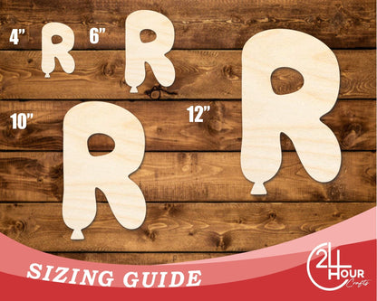 Unfinished Wood Balloon Letter R Shape | DIY Craft Cutout | up to 46" DIY - NameSigns.com