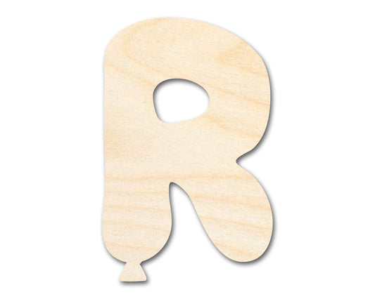 Unfinished Wood Balloon Letter R Shape | DIY Craft Cutout | up to 46" DIY - NameSigns.com