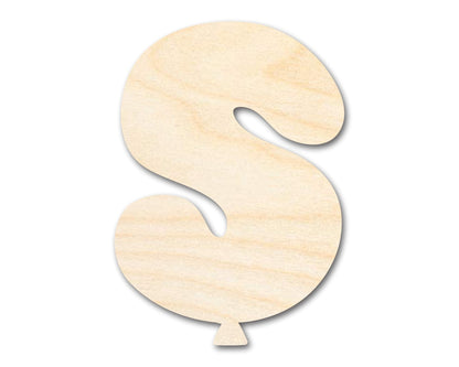 Unfinished Wood Balloon Letter S Shape | DIY Craft Cutout | up to 46" DIY - NameSigns.com