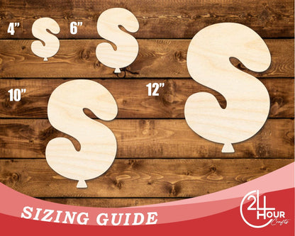 Unfinished Wood Balloon Letter S Shape | DIY Craft Cutout | up to 46" DIY - NameSigns.com