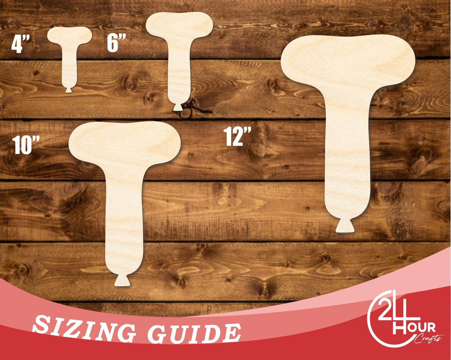 Unfinished Wood Balloon Letter T Shape | DIY Craft Cutout | up to 46" DIY - NameSigns.com