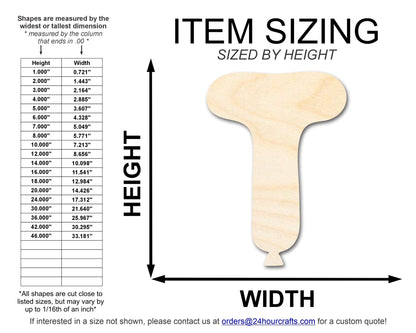 Unfinished Wood Balloon Letter T Shape | DIY Craft Cutout | up to 46" DIY - NameSigns.com