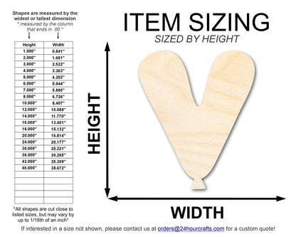 Unfinished Wood Balloon Letter V Shape | DIY Craft Cutout | up to 46" DIY - NameSigns.com