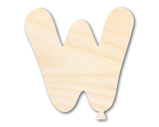 Unfinished Wood Balloon Letter W Shape | DIY Craft Cutout | up to 46" DIY - NameSigns.com