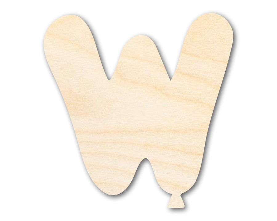 Unfinished Wood Balloon Letter W Shape | DIY Craft Cutout | up to 46" DIY - NameSigns.com