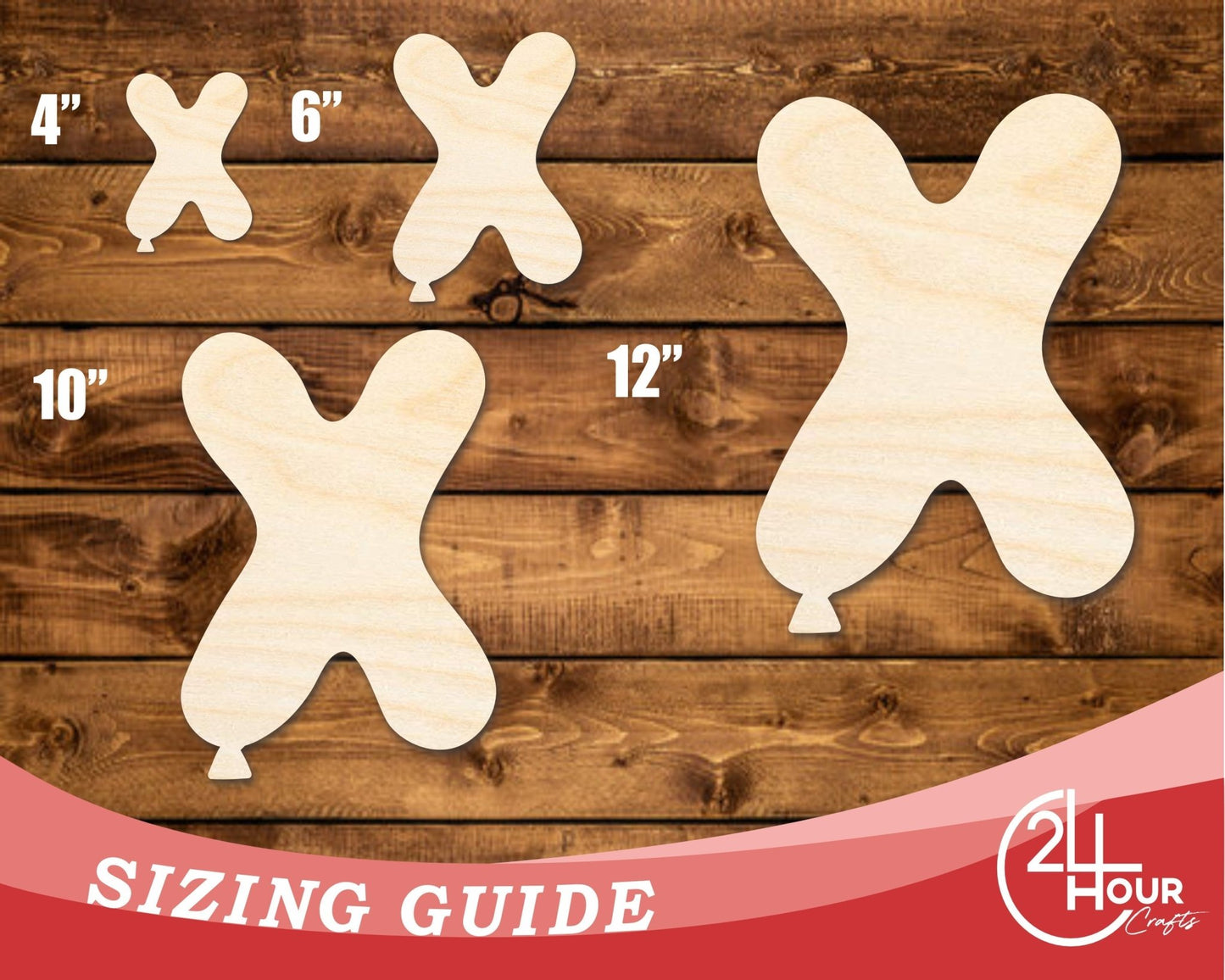 Unfinished Wood Balloon Letter X Shape | DIY Craft Cutout | up to 46" DIY - NameSigns.com