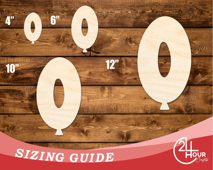 Unfinished Wood Balloon Number 0 Shape | DIY Craft Cutout | up to 46" DIY - NameSigns.com