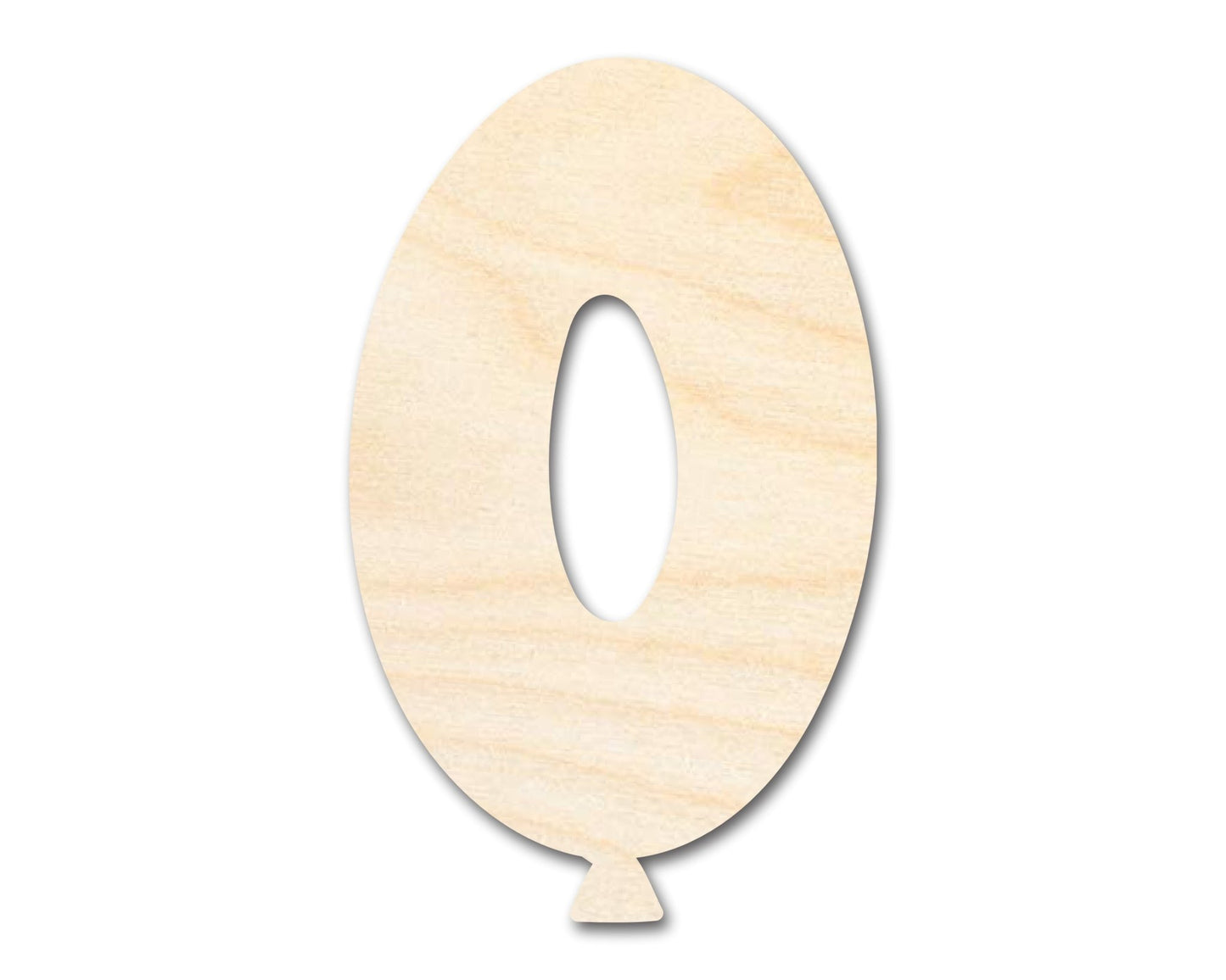 Unfinished Wood Balloon Number 0 Shape | DIY Craft Cutout | up to 46" DIY - NameSigns.com