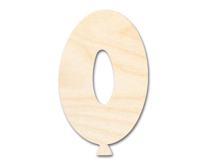 Unfinished Wood Balloon Number 0 Shape | DIY Craft Cutout | up to 46" DIY - NameSigns.com