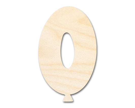 Unfinished Wood Balloon Number 0 Shape | DIY Craft Cutout | up to 46" DIY - NameSigns.com
