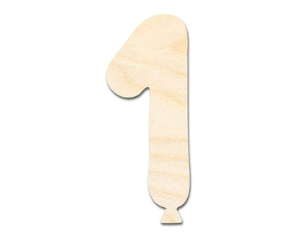 Unfinished Wood Balloon Number 1 Shape | DIY Craft Cutout | up to 46" DIY - NameSigns.com