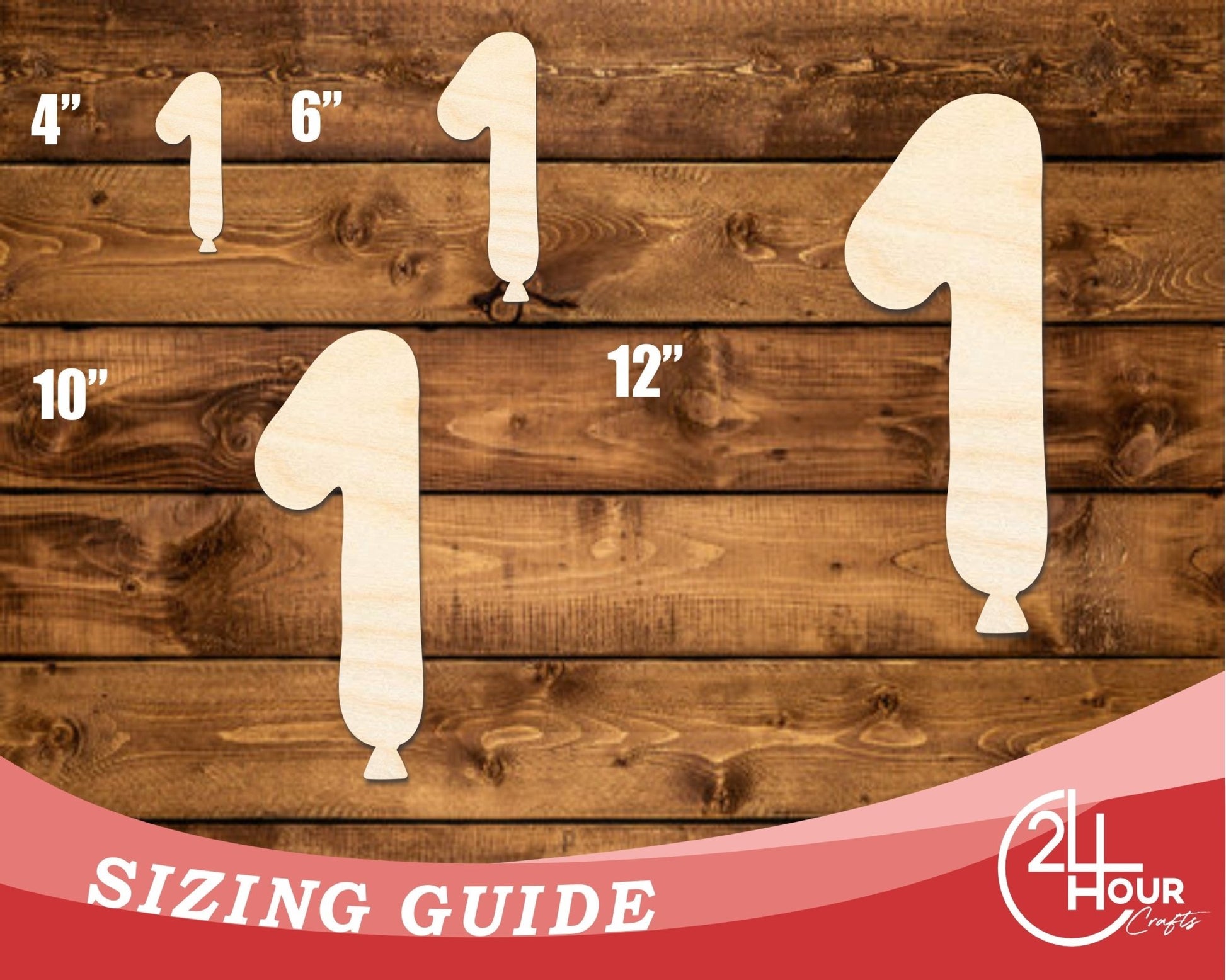 Unfinished Wood Balloon Number 1 Shape | DIY Craft Cutout | up to 46" DIY - NameSigns.com