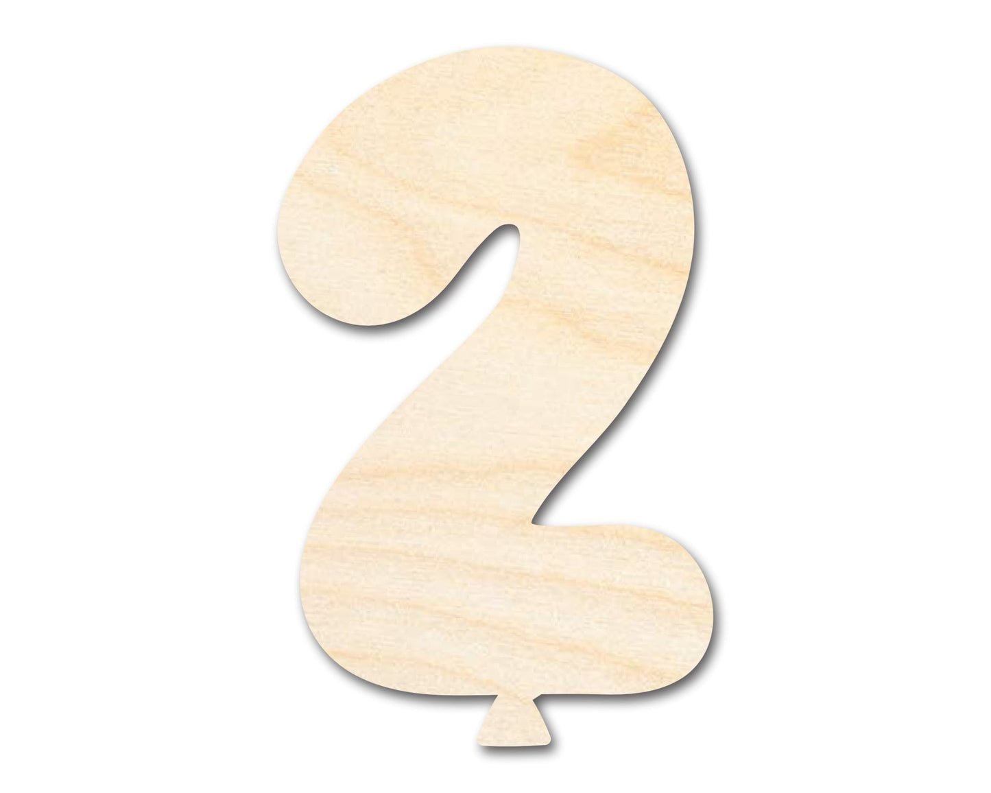 Unfinished Wood Balloon Number 2 Shape | DIY Craft Cutout | up to 46" DIY - NameSigns.com