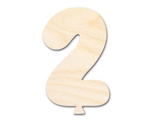 Unfinished Wood Balloon Number 2 Shape | DIY Craft Cutout | up to 46" DIY - NameSigns.com