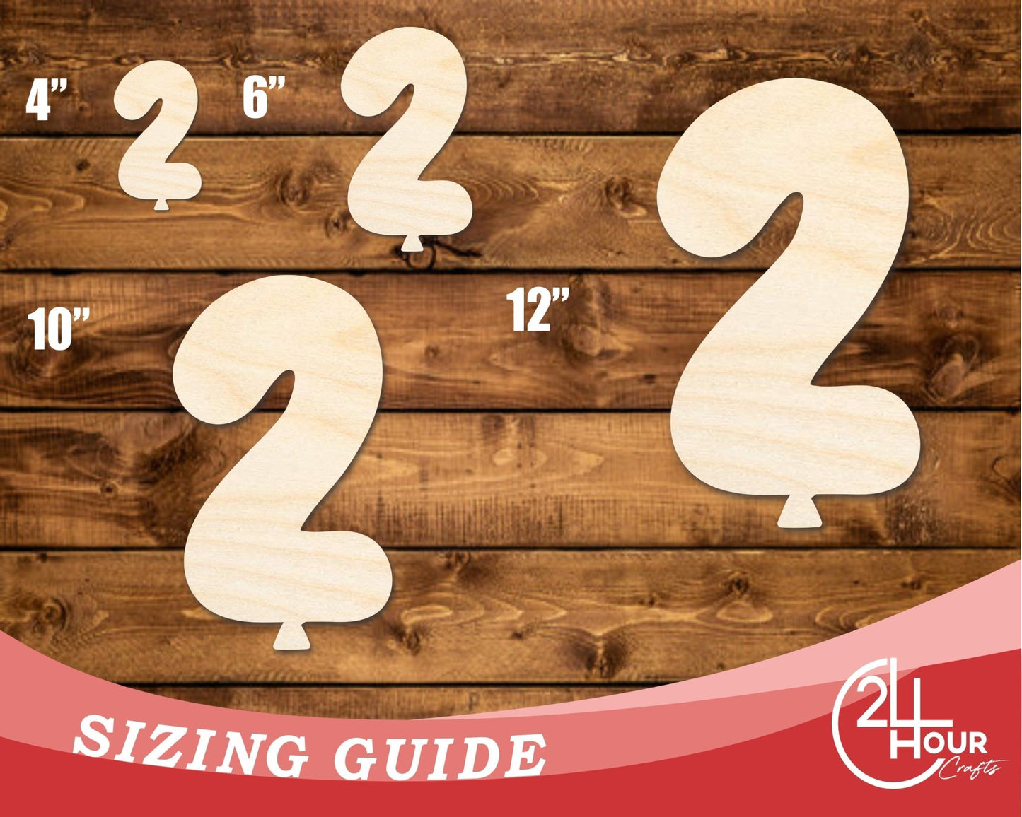 Unfinished Wood Balloon Number 2 Shape | DIY Craft Cutout | up to 46" DIY - NameSigns.com