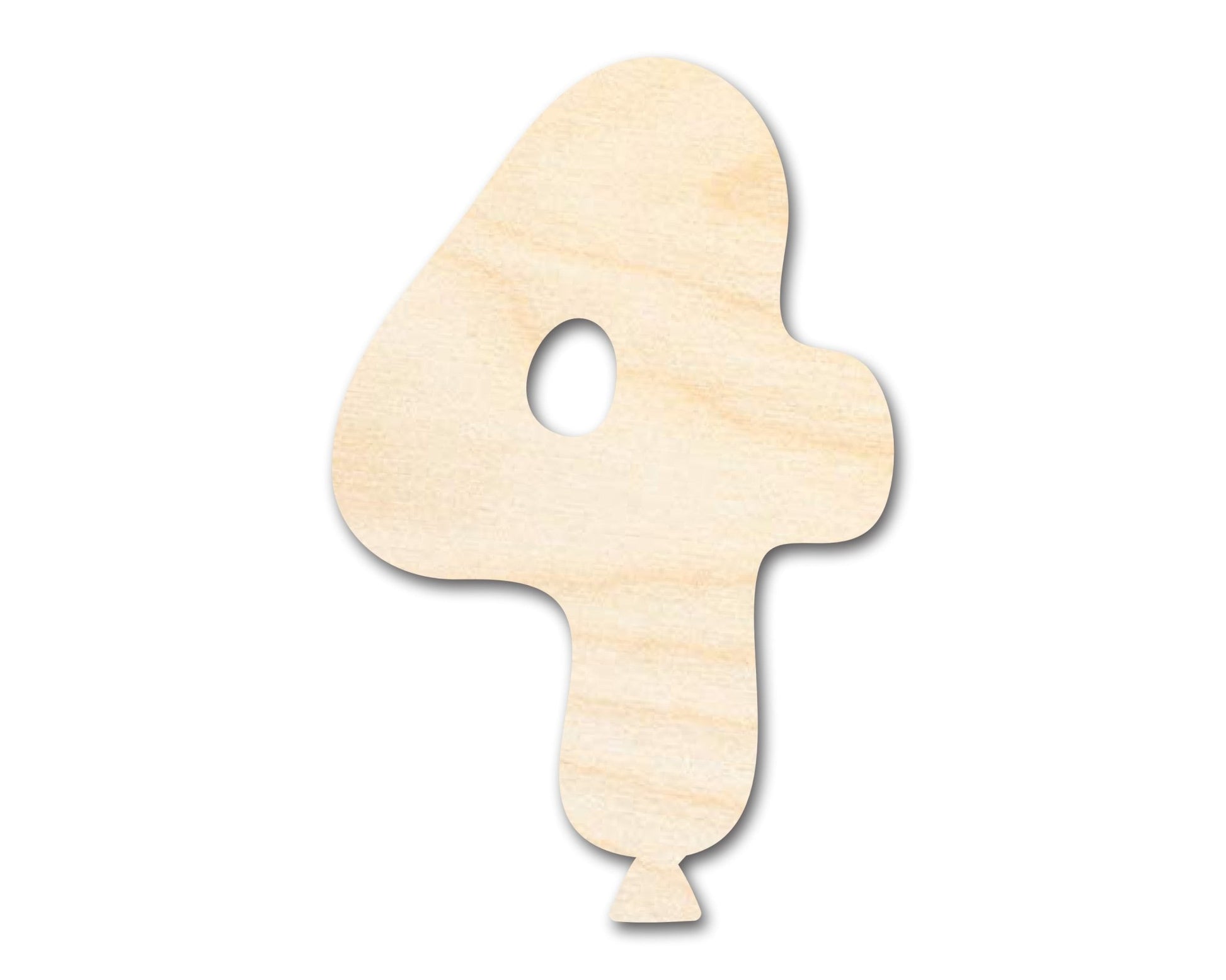 Unfinished Wood Balloon Number 4 Shape | DIY Craft Cutout | up to 46" DIY - NameSigns.com