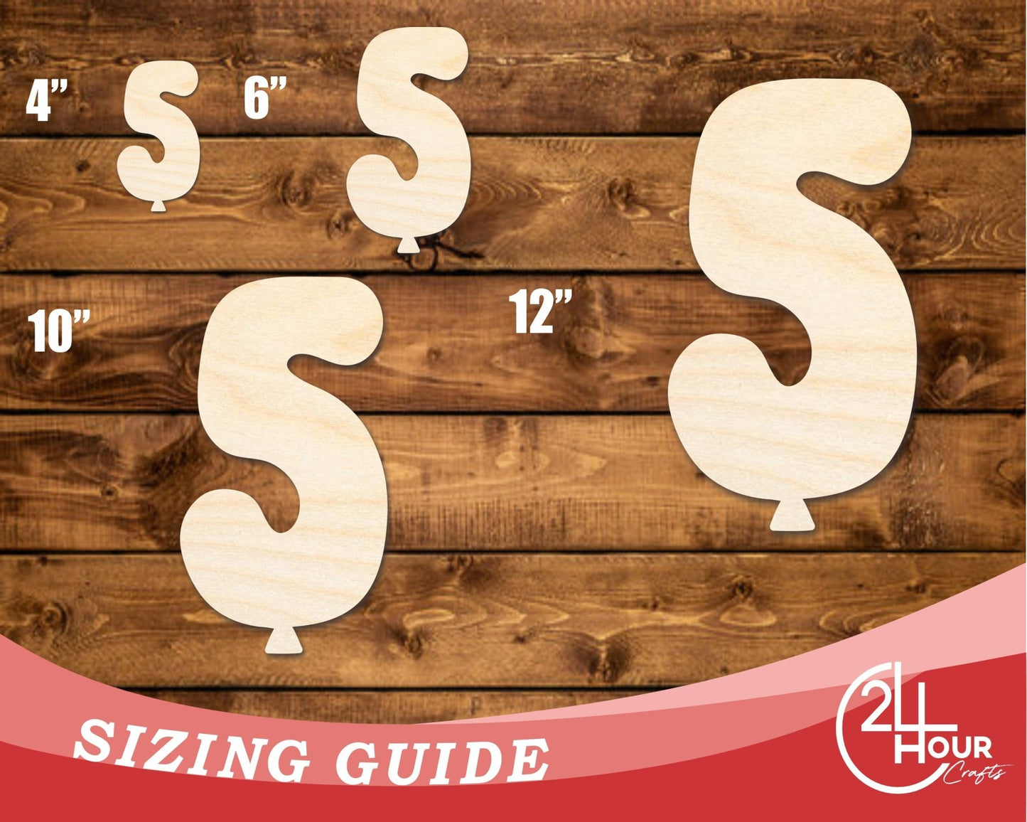 Unfinished Wood Balloon Number 5 Shape | DIY Craft Cutout | up to 46" DIY - NameSigns.com