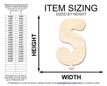 Unfinished Wood Balloon Number 5 Shape | DIY Craft Cutout | up to 46" DIY - NameSigns.com