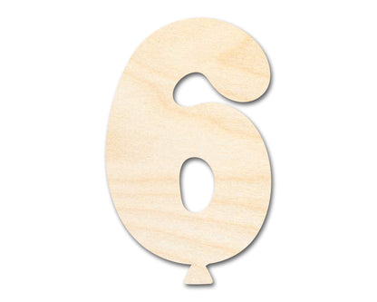 Unfinished Wood Balloon Number 6 Shape | DIY Craft Cutout | up to 46" DIY - NameSigns.com