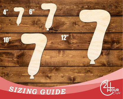 Unfinished Wood Balloon Number 7 Shape | DIY Craft Cutout | up to 46" DIY - NameSigns.com