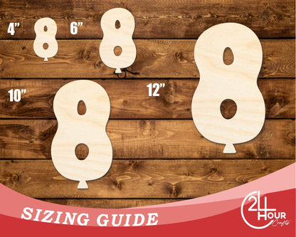 Unfinished Wood Balloon Number 8 Shape | DIY Craft Cutout | up to 46" DIY - NameSigns.com