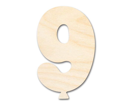 Unfinished Wood Balloon Number 9 Shape | DIY Craft Cutout | up to 46" DIY - NameSigns.com