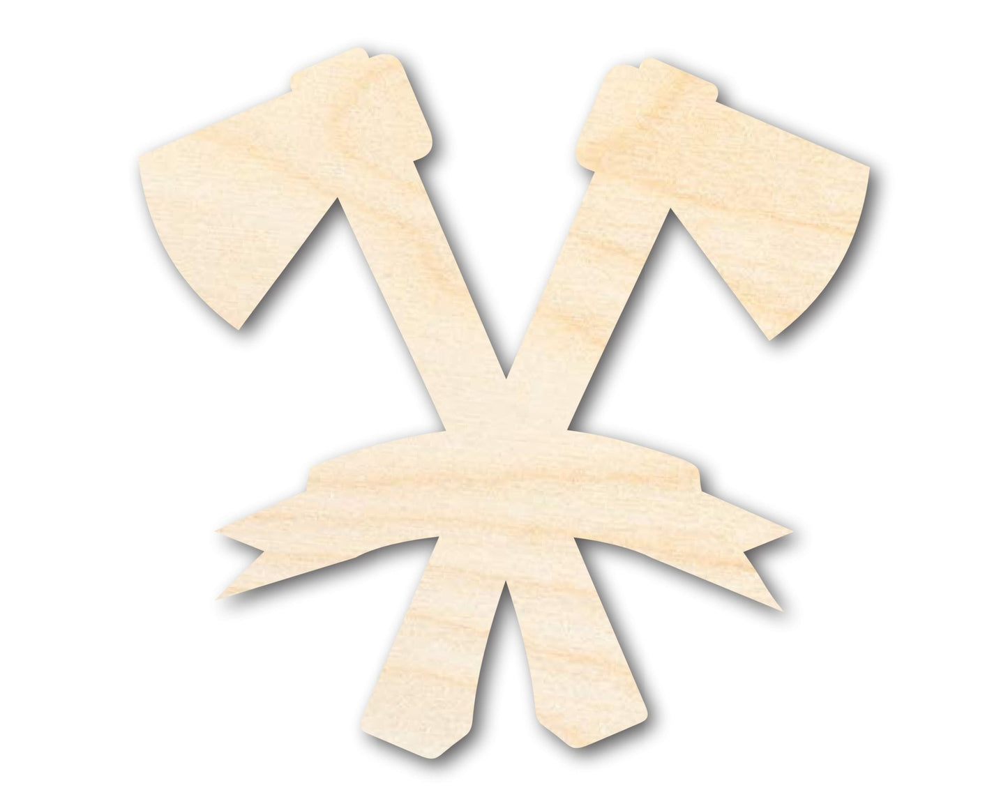 Unfinished Wood Bannered Axes Shape | Craft Cutout | up to 46" DIY - NameSigns.com