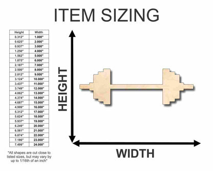 Unfinished Wood Barbell Weights Shape - Craft - Music - up to 46" DIY - NameSigns.com