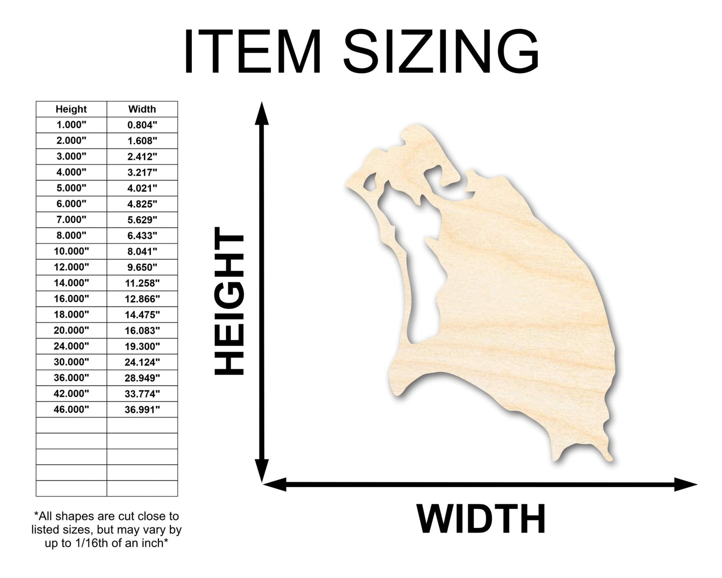 Unfinished Wood Barbuda Country Shape - Caribbean Craft - up to 46" DIY - NameSigns.com
