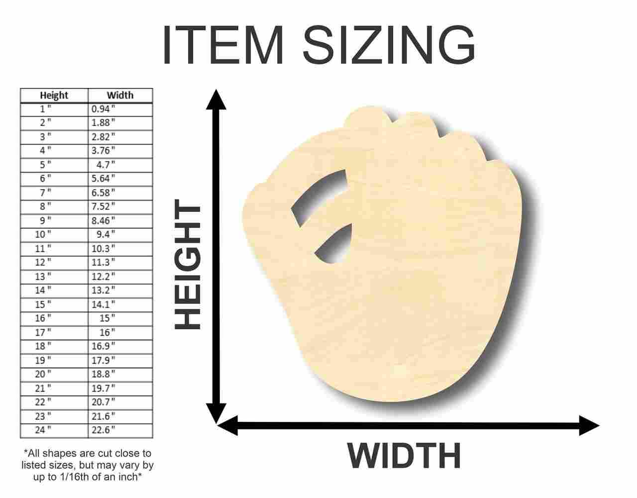 Unfinished Wood Baseball Mitt Shape - Sports - Kids Room Decor - up to 46" DIY - NameSigns.com