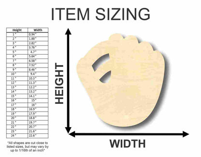 Unfinished Wood Baseball Mitt Shape - Sports - Kids Room Decor - up to 46" DIY - NameSigns.com