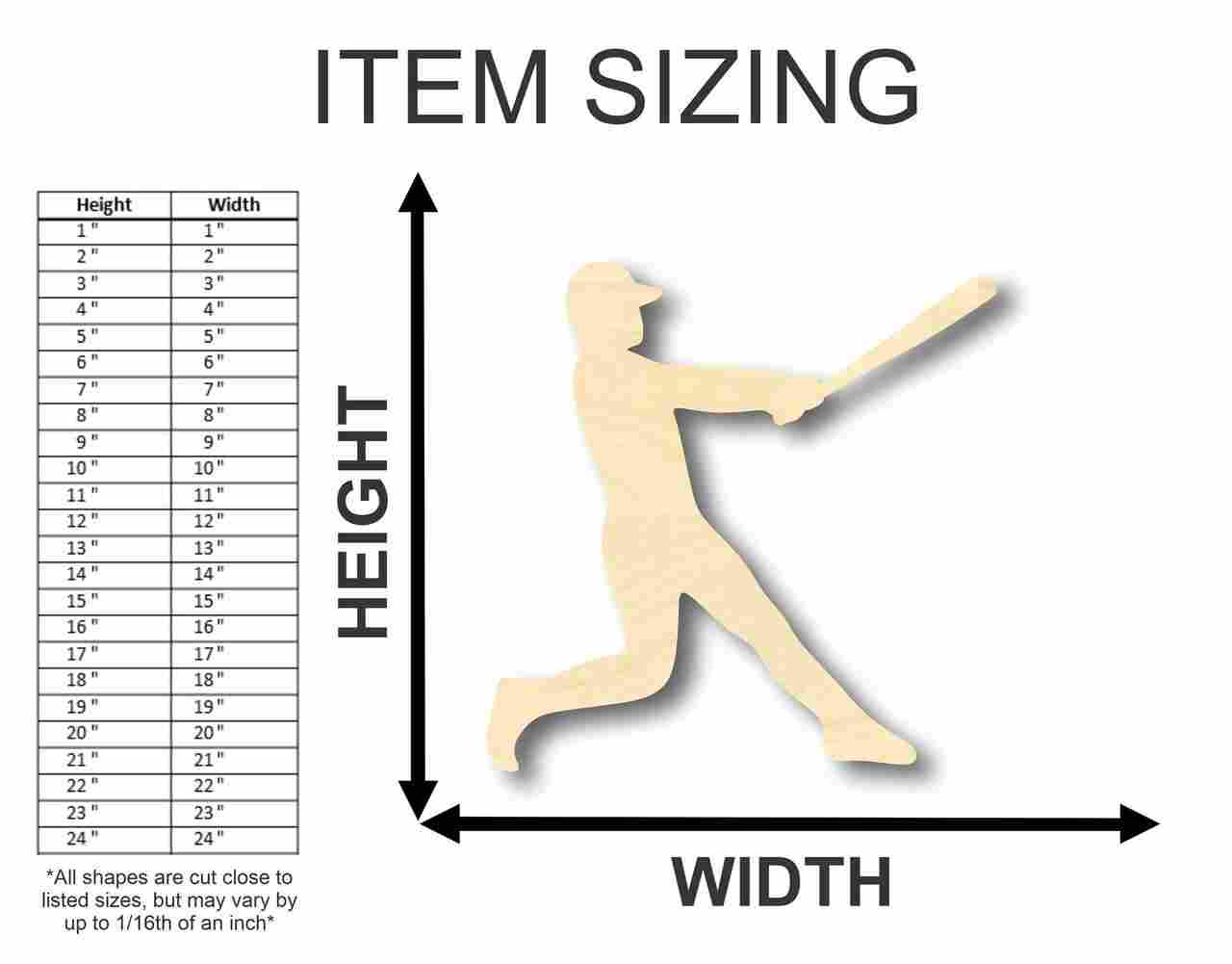 Unfinished Wood Baseball Player Shape - Sports - Kids Room Decor - up to 46" DIY - NameSigns.com