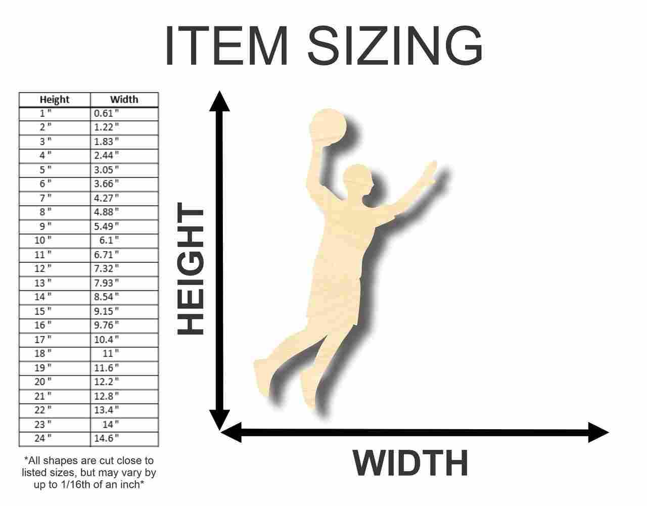 Unfinished Wood Basketball Player Shape - Sports - Kids Room Decor - up to 46" DIY - NameSigns.com