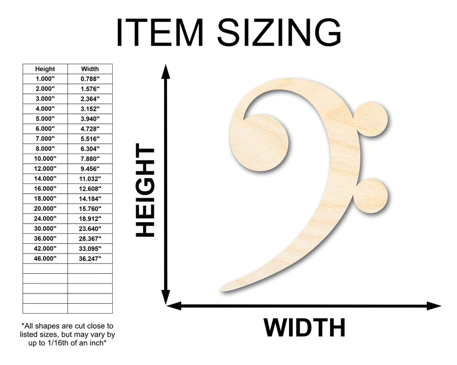Unfinished Wood Bass Clef Shape - Music - Nursery - Craft - up to 46" DIY - NameSigns.com