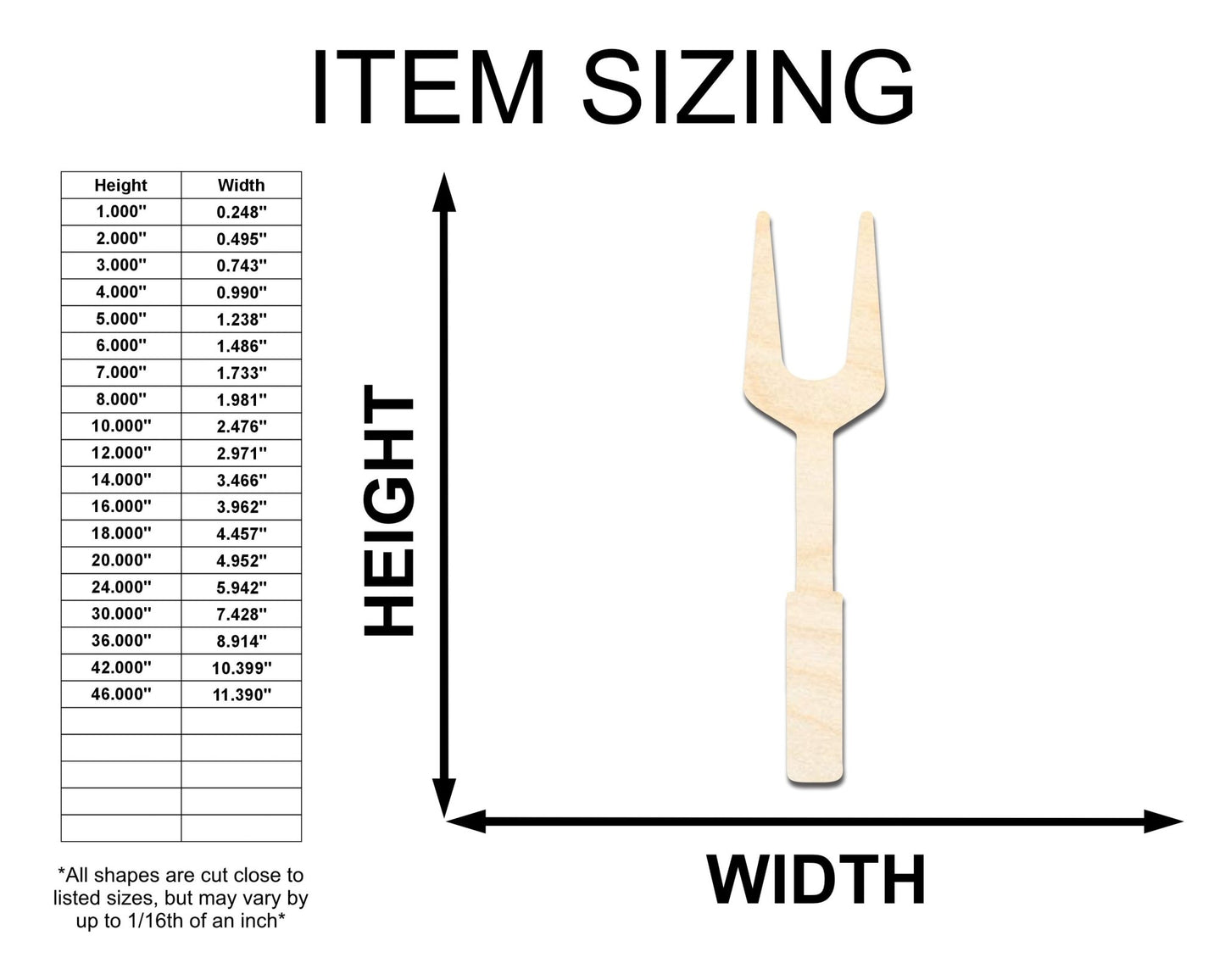Unfinished Wood BBQ Fork Shape | Craft Cutout | up to 46" DIY - NameSigns.com