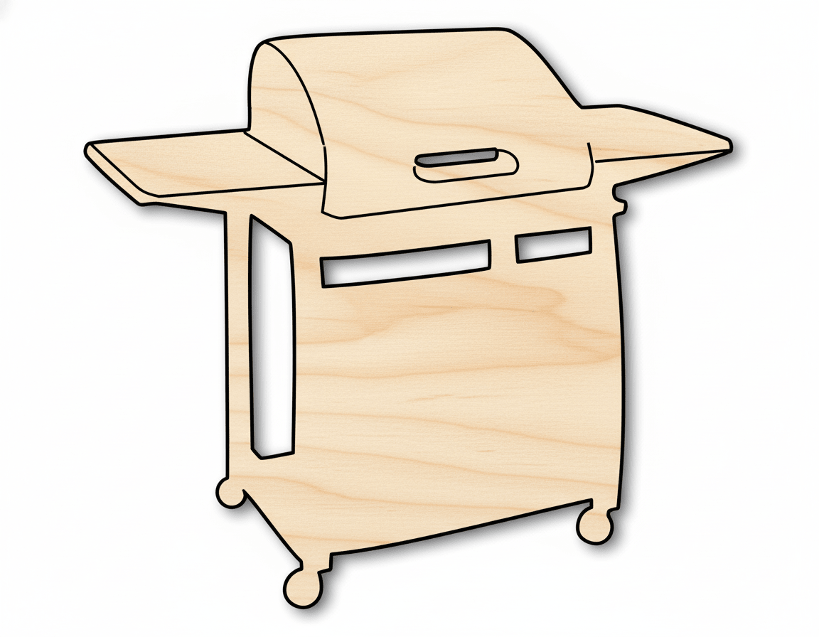 Unfinished Wood BBQ Grill Shape - Craft - up to 46" DIY - NameSigns.com