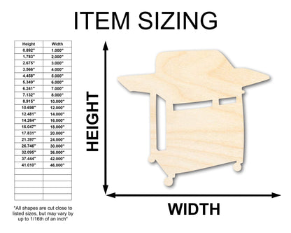 Unfinished Wood BBQ Grill Shape - Craft - up to 46" DIY - NameSigns.com