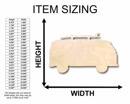Unfinished Wood Beach Bus Surf Board Silhouette - Craft - up to 46" DIY - NameSigns.com