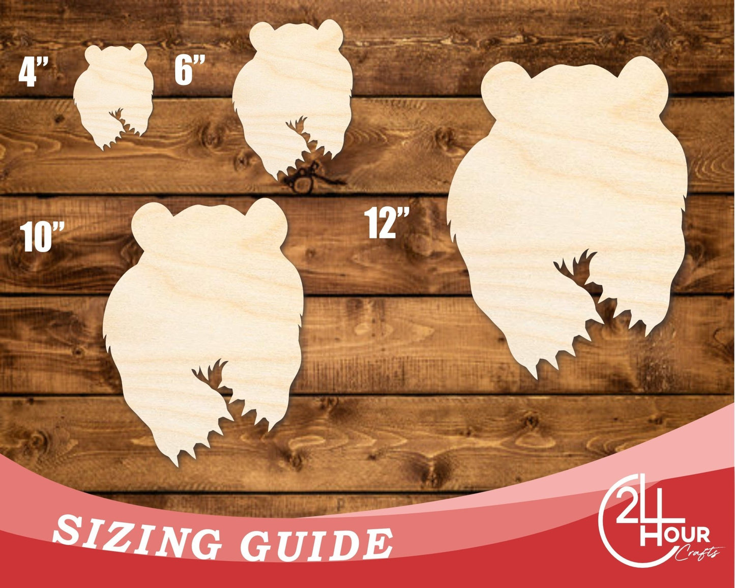 Unfinished Wood Bear Mascot Shape | DIY Craft Cutout | up to 46" DIY - NameSigns.com