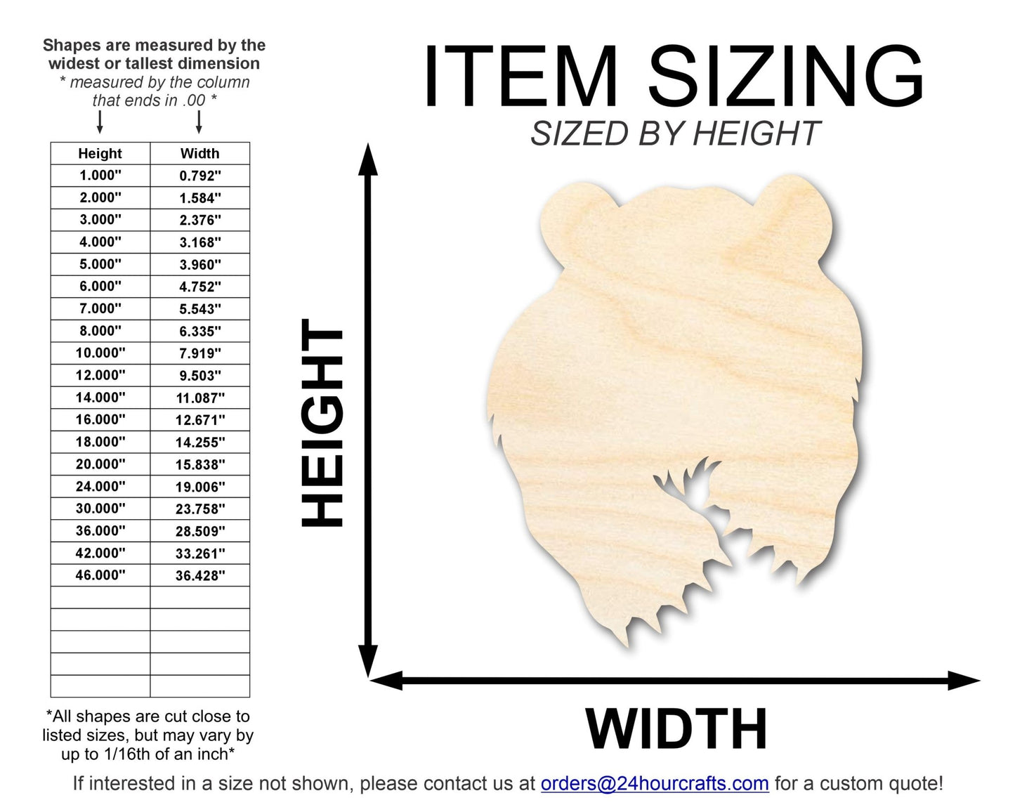 Unfinished Wood Bear Mascot Shape | DIY Craft Cutout | up to 46" DIY - NameSigns.com