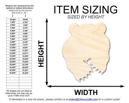 Unfinished Wood Bear Mascot Shape | DIY Craft Cutout | up to 46" DIY - NameSigns.com