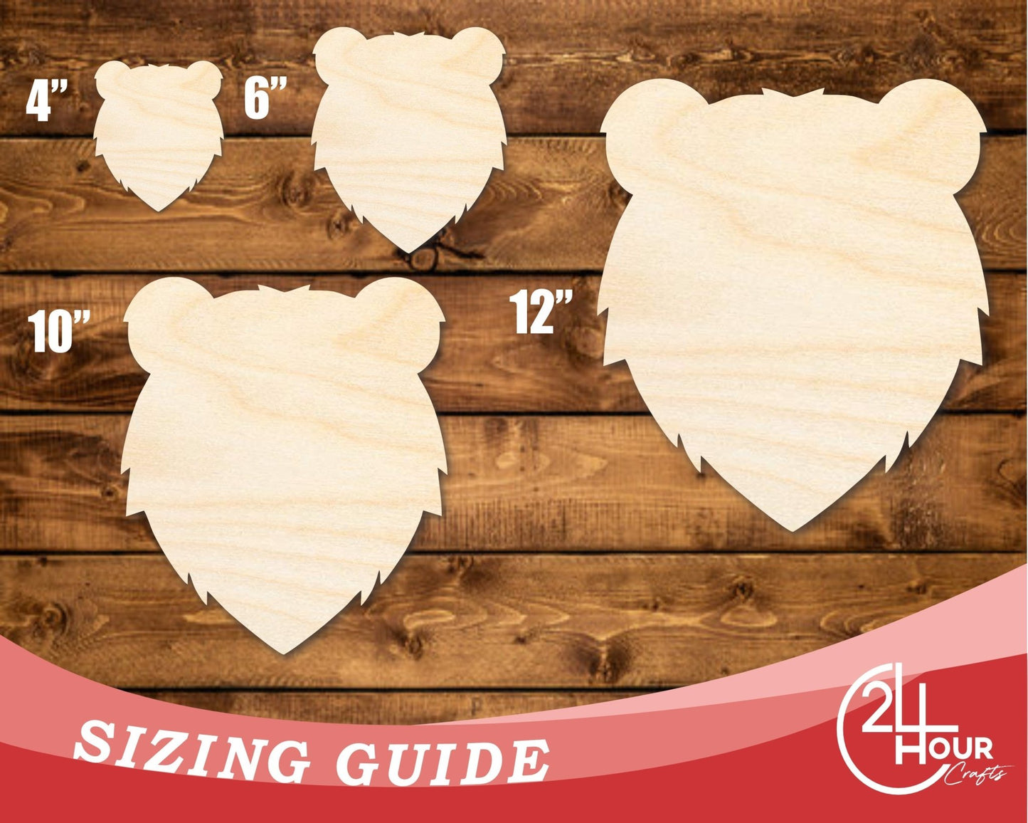 Unfinished Wood Bear Mascot Shape | DIY Craft Cutout | up to 46" DIY - NameSigns.com