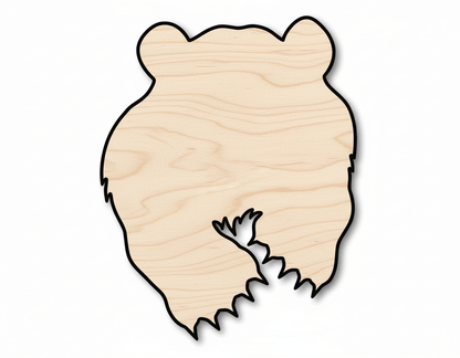 Unfinished Wood Bear Mascot Shape | DIY Craft Cutout | up to 46" DIY - NameSigns.com