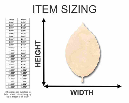Unfinished Wood Beech Leaf Shape - Craft - up to 46" DIY - NameSigns.com