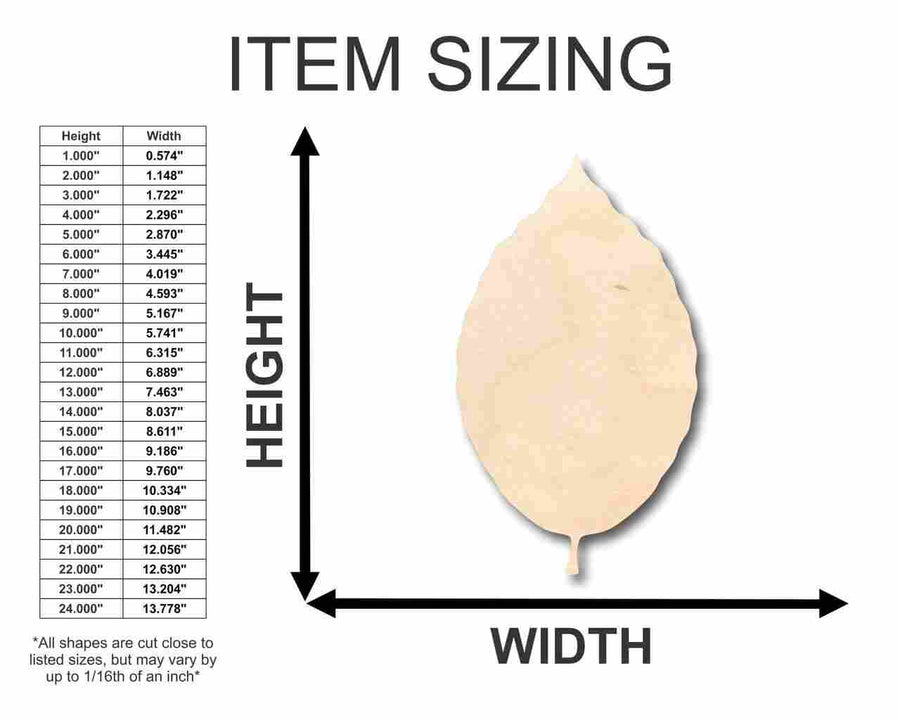Unfinished Wood Beech Leaf Shape - Craft - up to 46" DIY - NameSigns.com