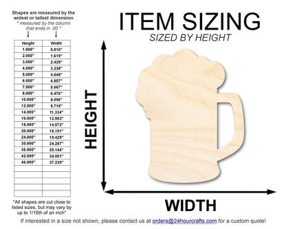 Unfinished Wood Beer Mug Shape | DIY Craft Cutout | up to 46" DIY - NameSigns.com