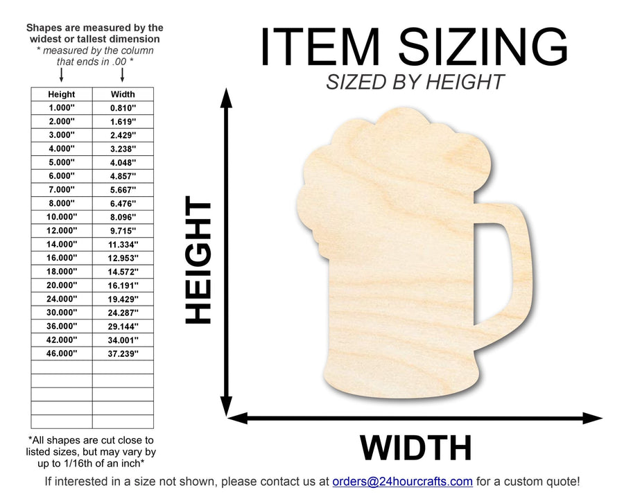 Unfinished Wood Beer Mug Shape | DIY Craft Cutout | up to 46" DIY - NameSigns.com